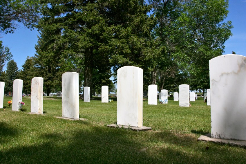 Tombstones in graveyard