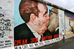 Men KIssing Graffiti Berlin Wall Germany