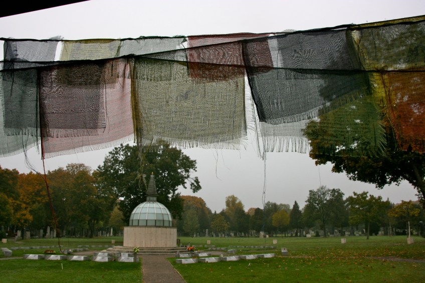 Stupa and Prayer Flags, Zentralfriedhof, Vienna, Austria