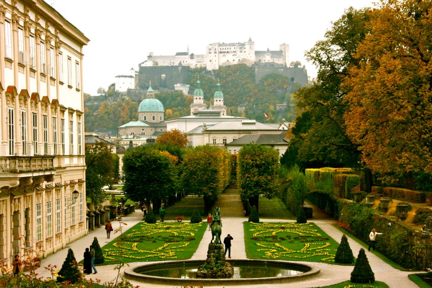 Mirabell Gardens, Salzburg, Austria, roses, Castle