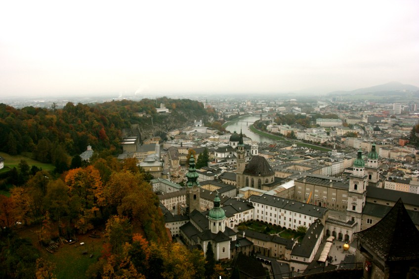 Salzburg in Fall, View, Salzburg,Austria, Foggy day
