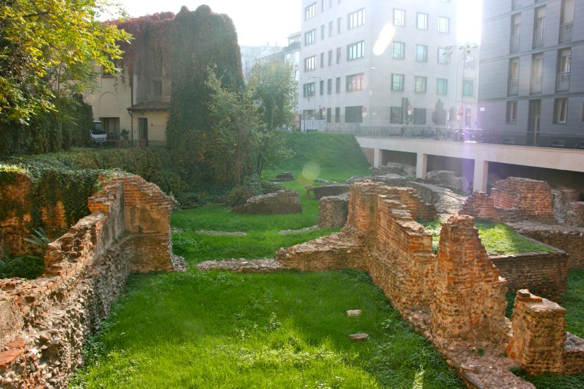 Roman remains, Milan, italy, city, archaeology