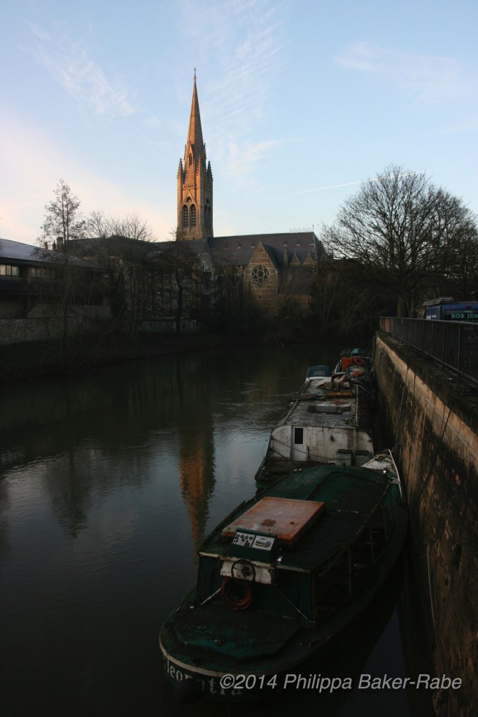Bath Cathedral Steeple from the River Avon Bath England